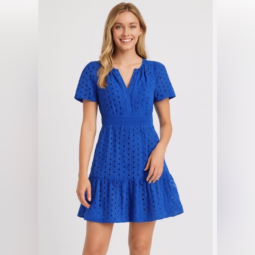 Cynthia Rowley | Dresses | Nwot Cynthia Rowley Royal Blue Eyelet Smocked Waist Dress Size Xs